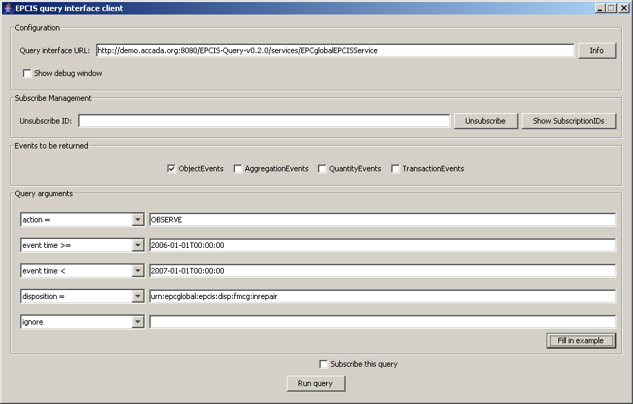 Fosstrak EPCIS Query GUI