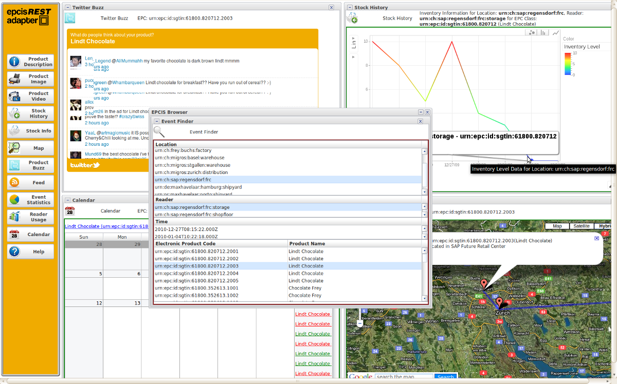 EPC Mashup Dashboard built on top of the EPCIS Webadapter